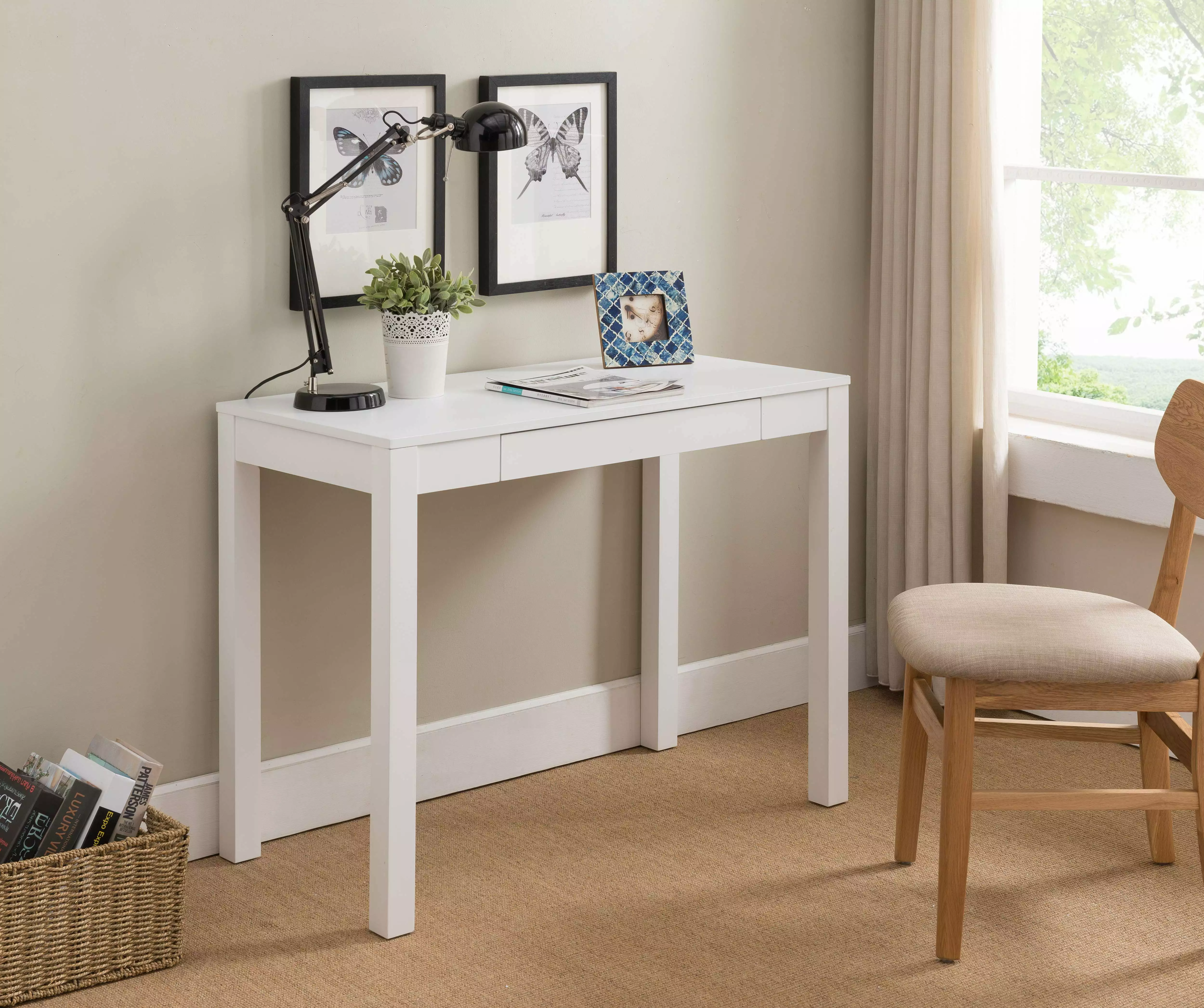 Kings Brand Furniture Simple Wood Desk 1 Drawer White
