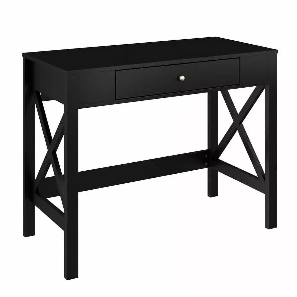 Lavish Home Black Writing Desk X-Pattern Legs and Drawer Storage