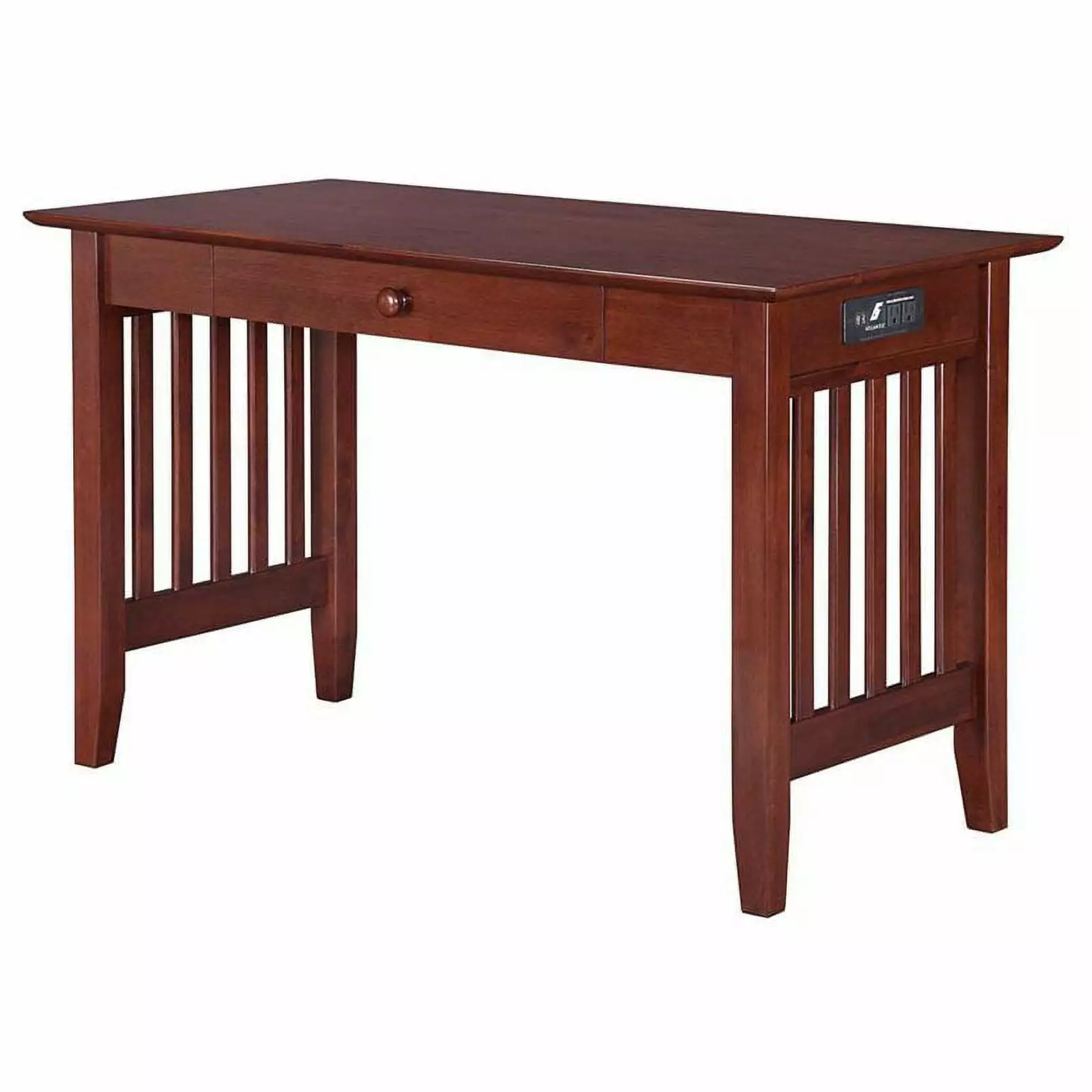 Leo & Lacey Charger Writing Desk Walnut - Modern Home Office Desk Charging Station