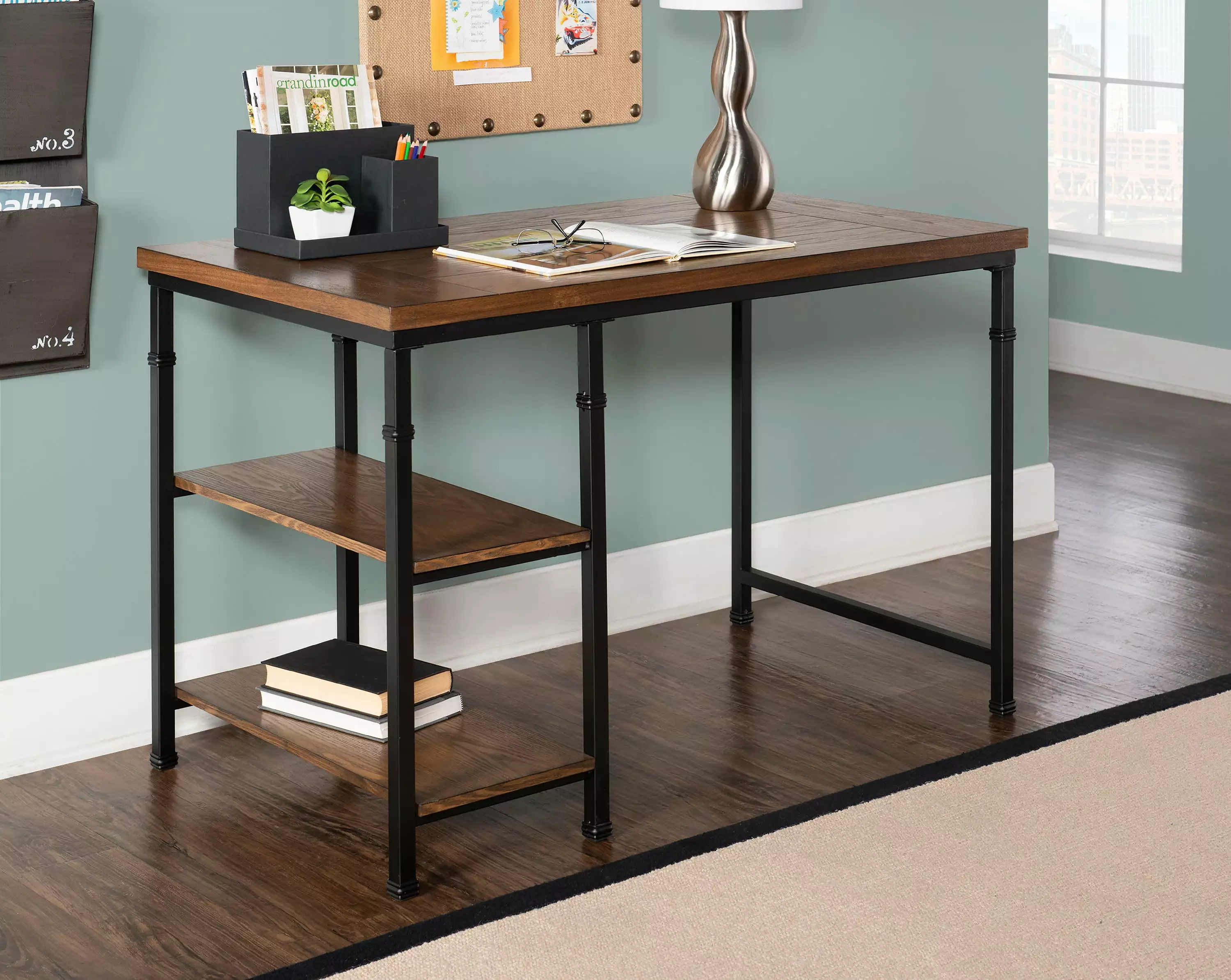 Linon Austin Two Shelf Desk - Simple Modern Writing Table