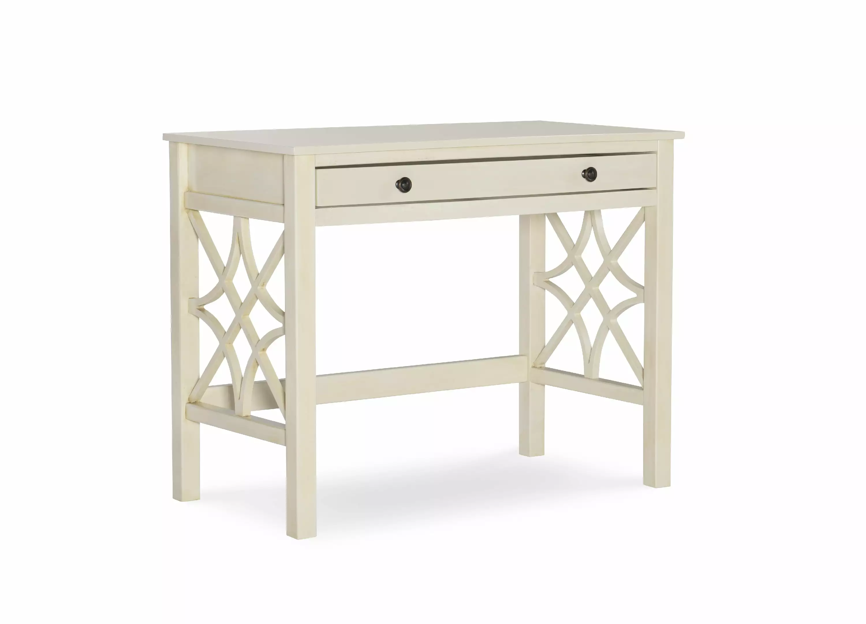 Linon Walton 2-Drawer Desk 38 Wide Antique White Finish Home Office Study
