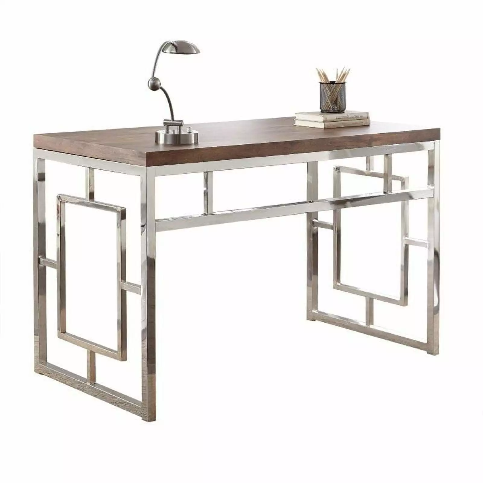 Maklaine Metal Writing Desk Wood