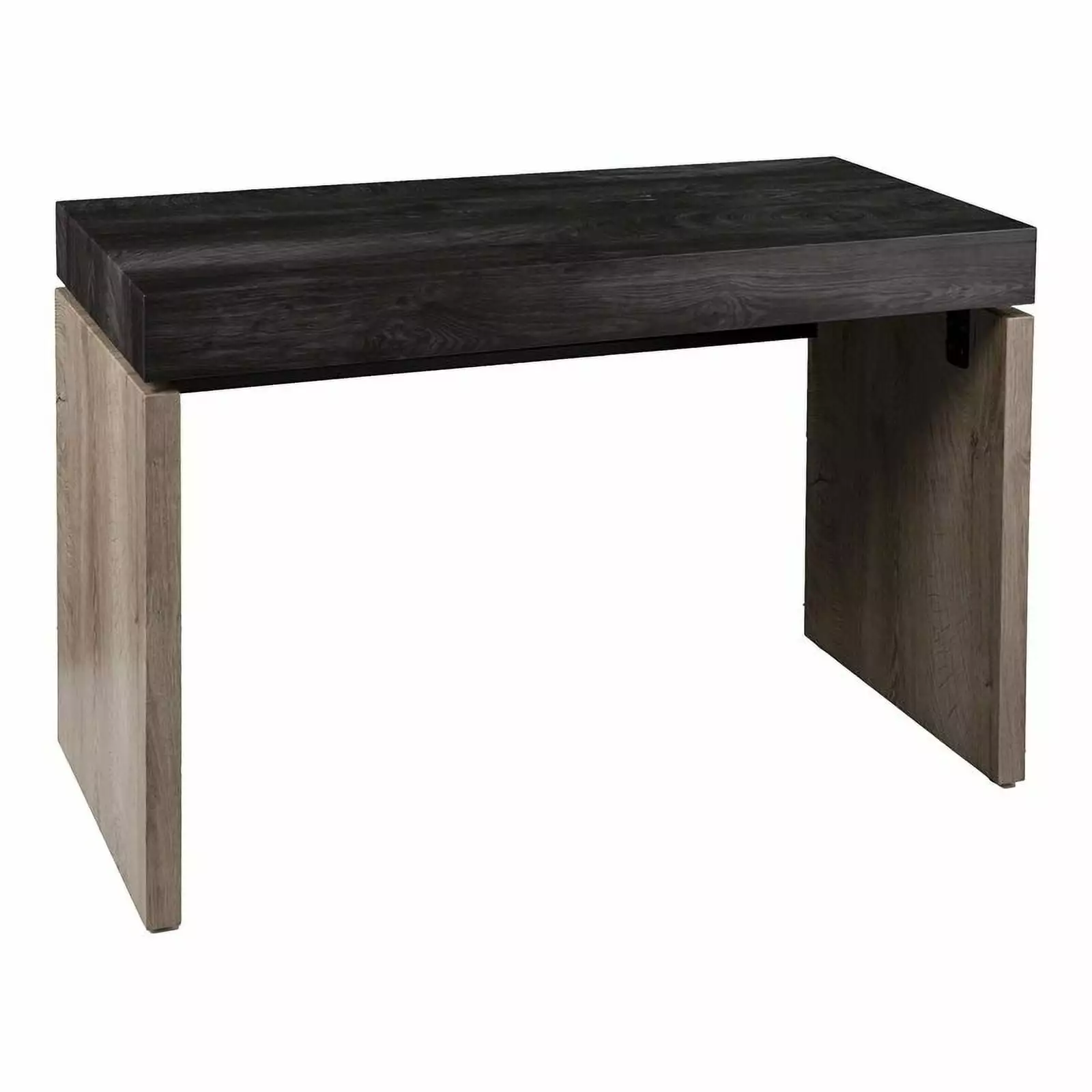 Maklaine Transitional Engineered Wood Writing Desk Black Natural Modern