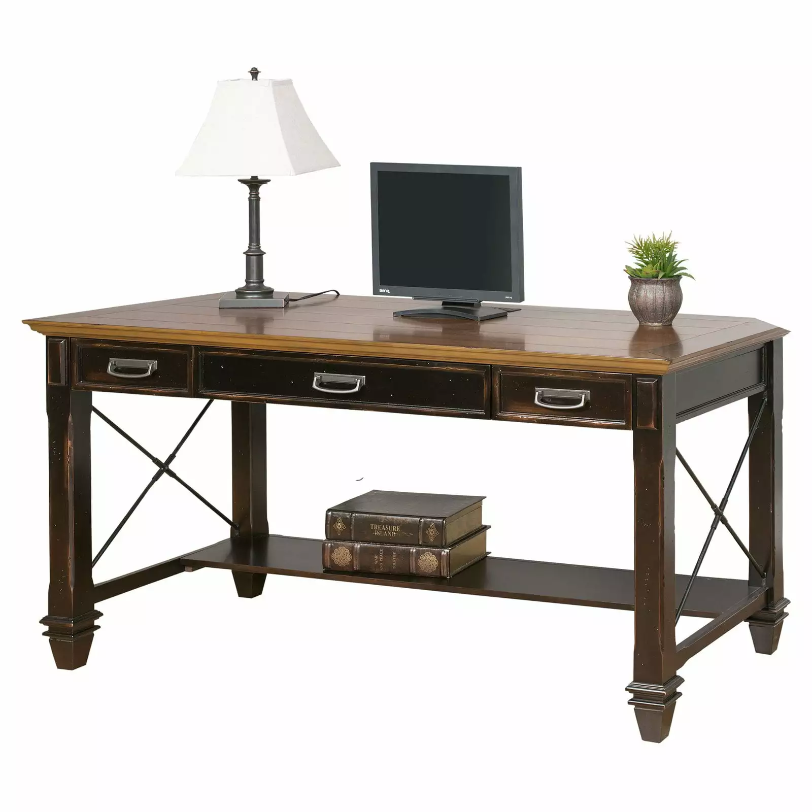 Martin Furniture Hartford Wood Writing Desk Black Office Table Sturdy Design