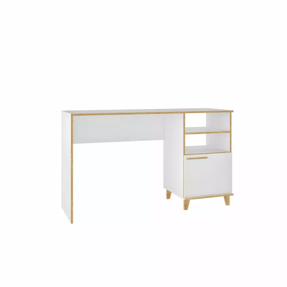 Minetta 2-Shelf Mid Century Office Desk White Modern Home Office Desk