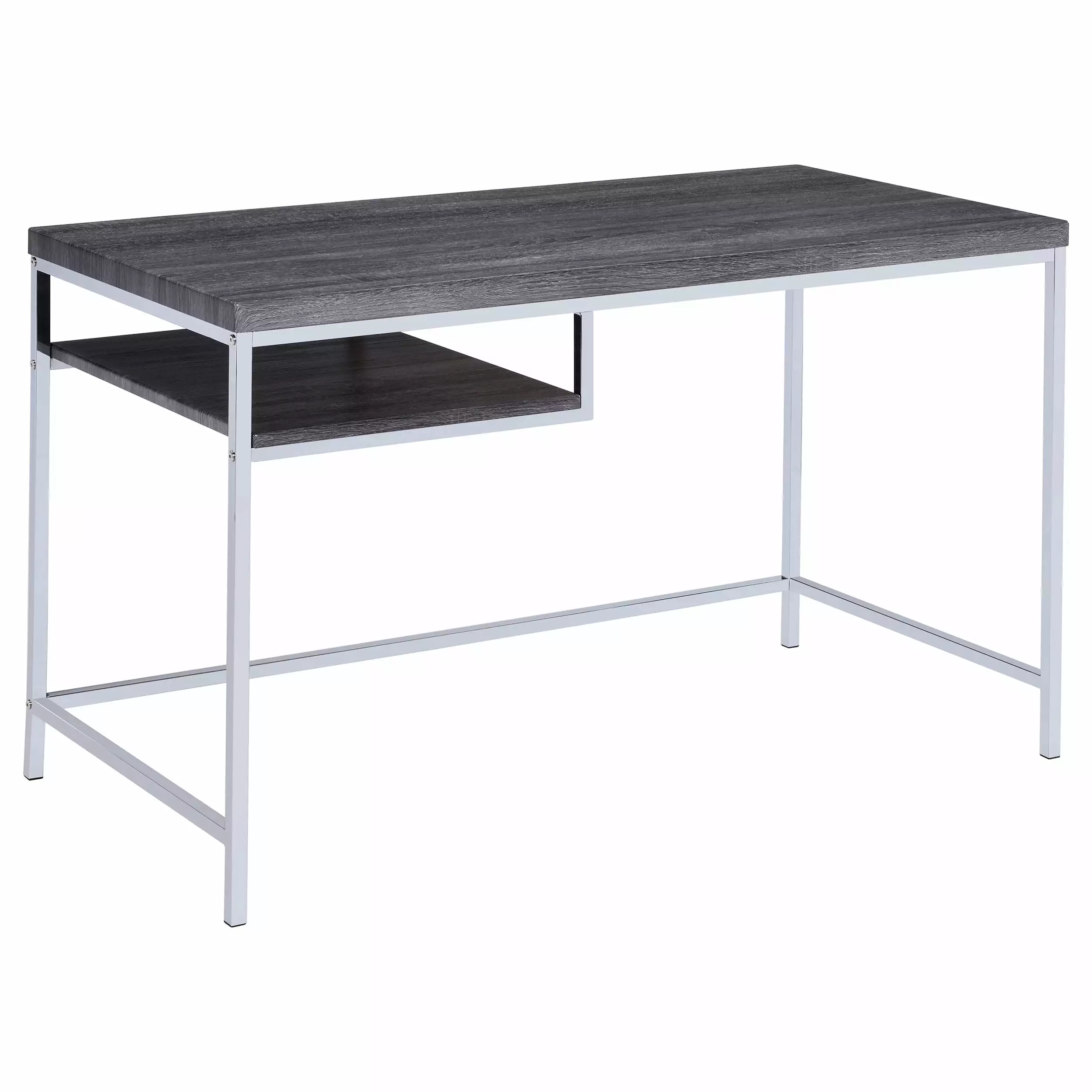 Kravitz Rectangular Writing Desk Weathered Grey and Chrome Modern Modon
