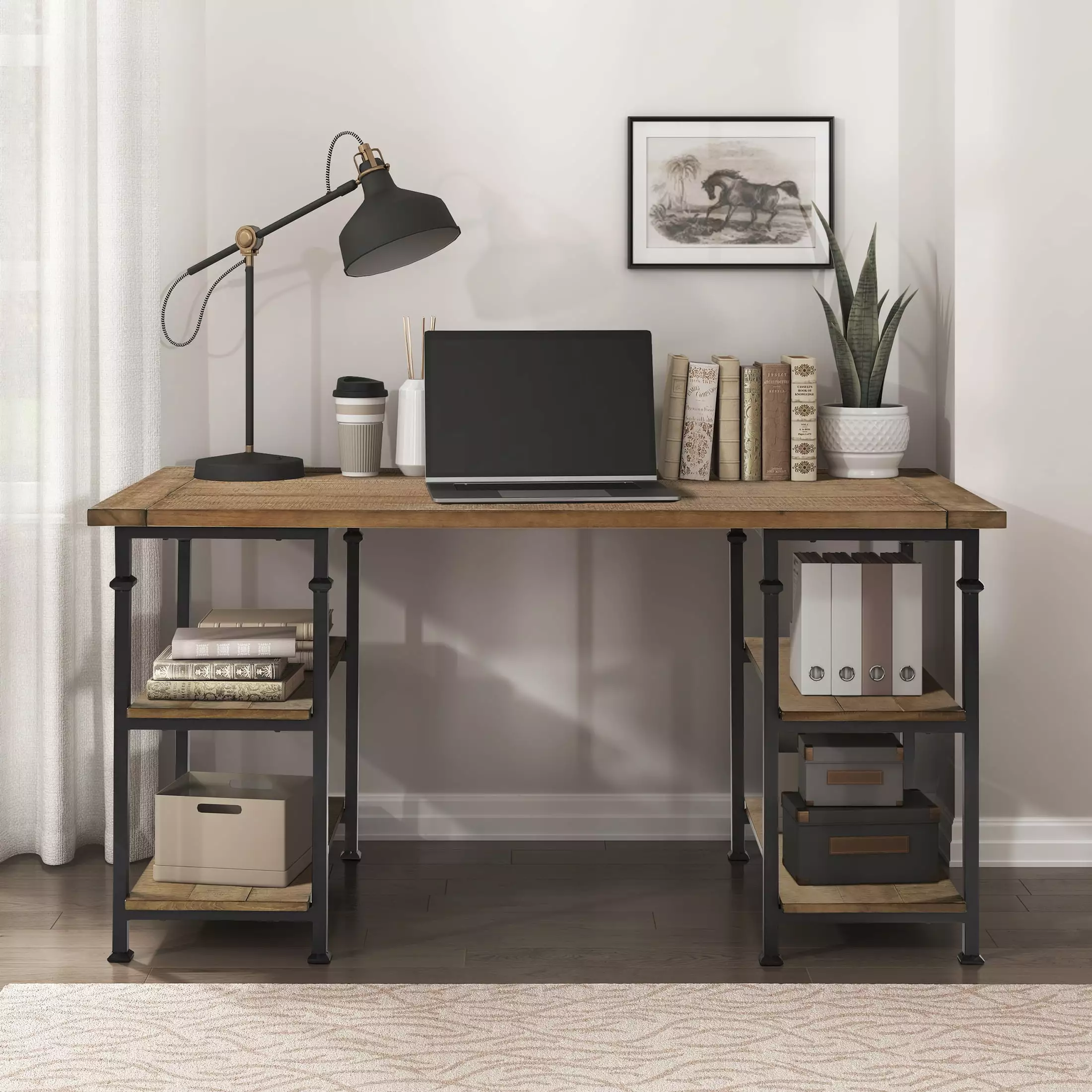 OakvillePark Hingham Writing Desk Rustic Brown Finish Home Office Furniture