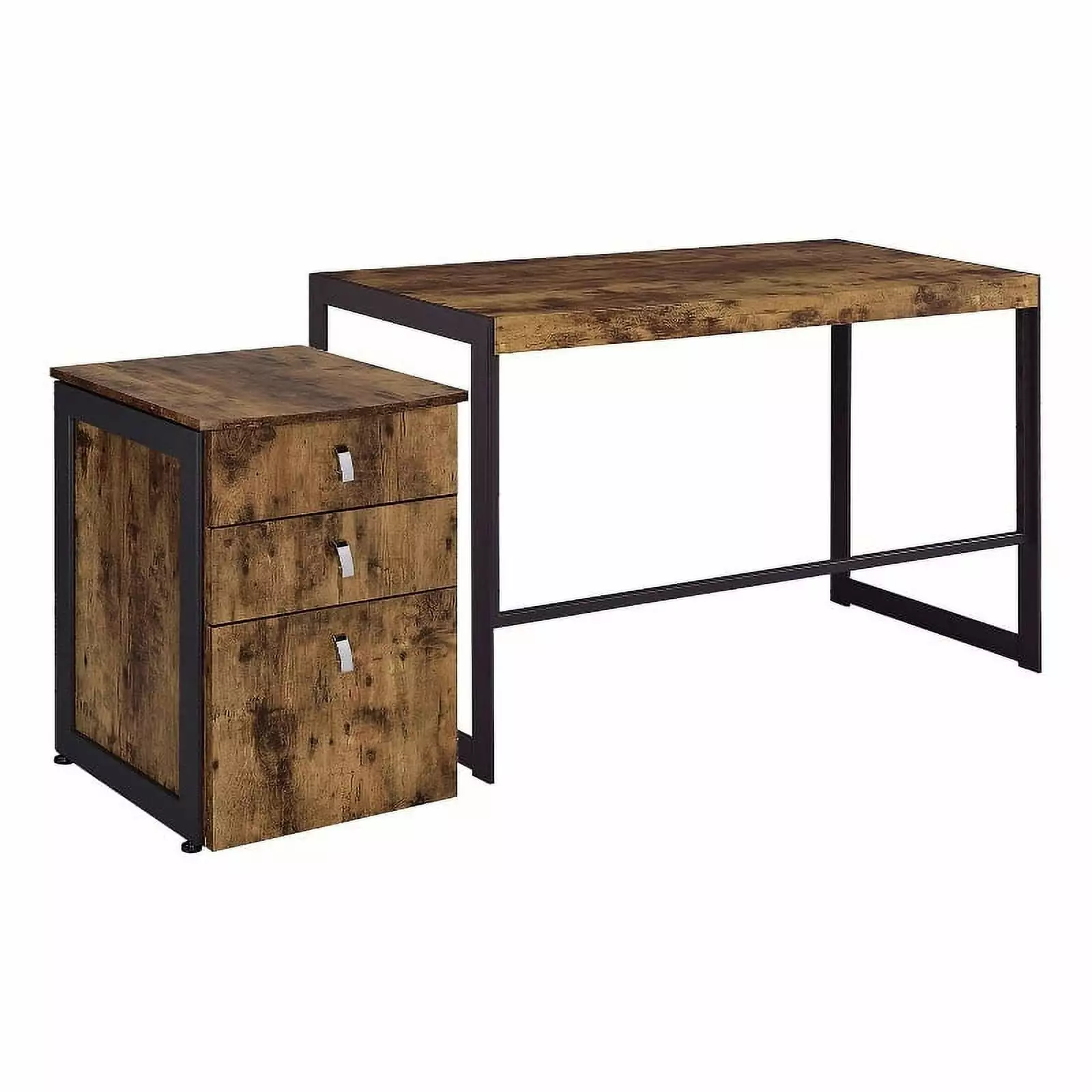 Pemberly Row 2-Piece Wood Rectangular Writing Desk Set Antique Nutmeg - Classic Home Office Furniture