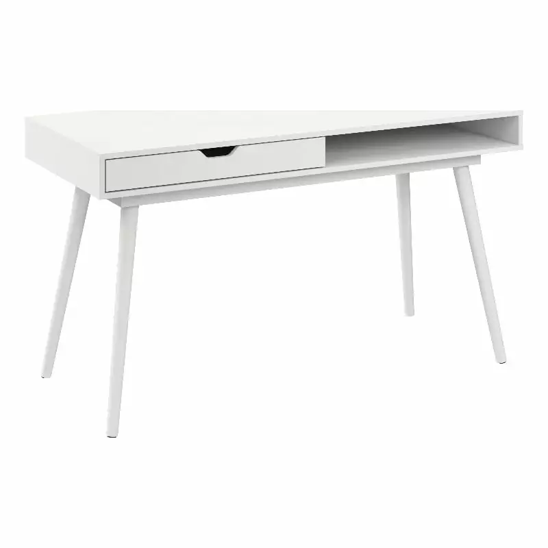 Pemberly Row 54W Pure White Engineered Wood Writing Desk Home Office Study