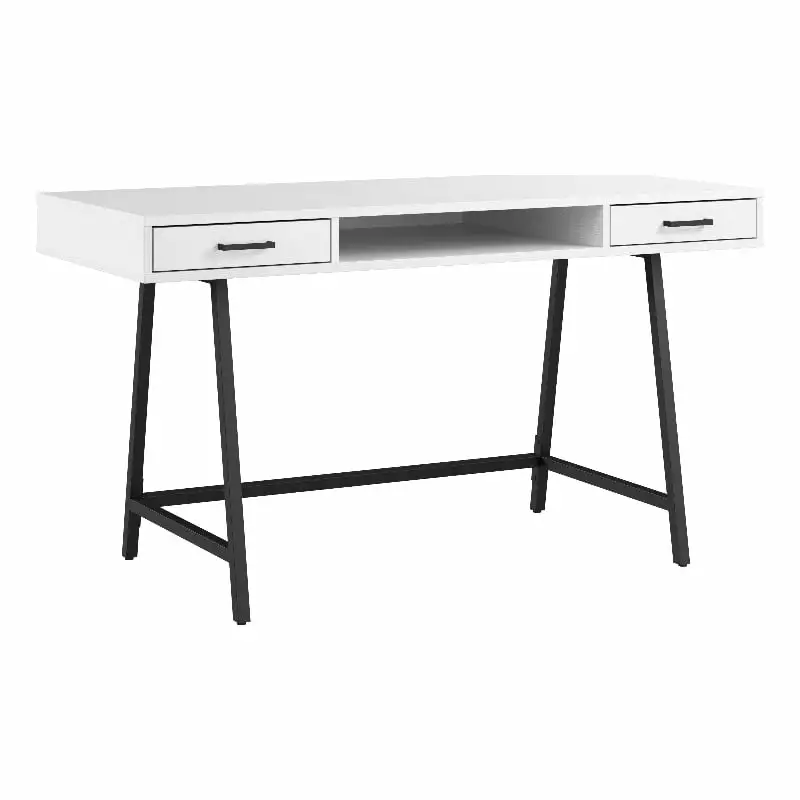 Pemberly Row 54W Pure White Oak Engineered Wood Writing Desk Study Work