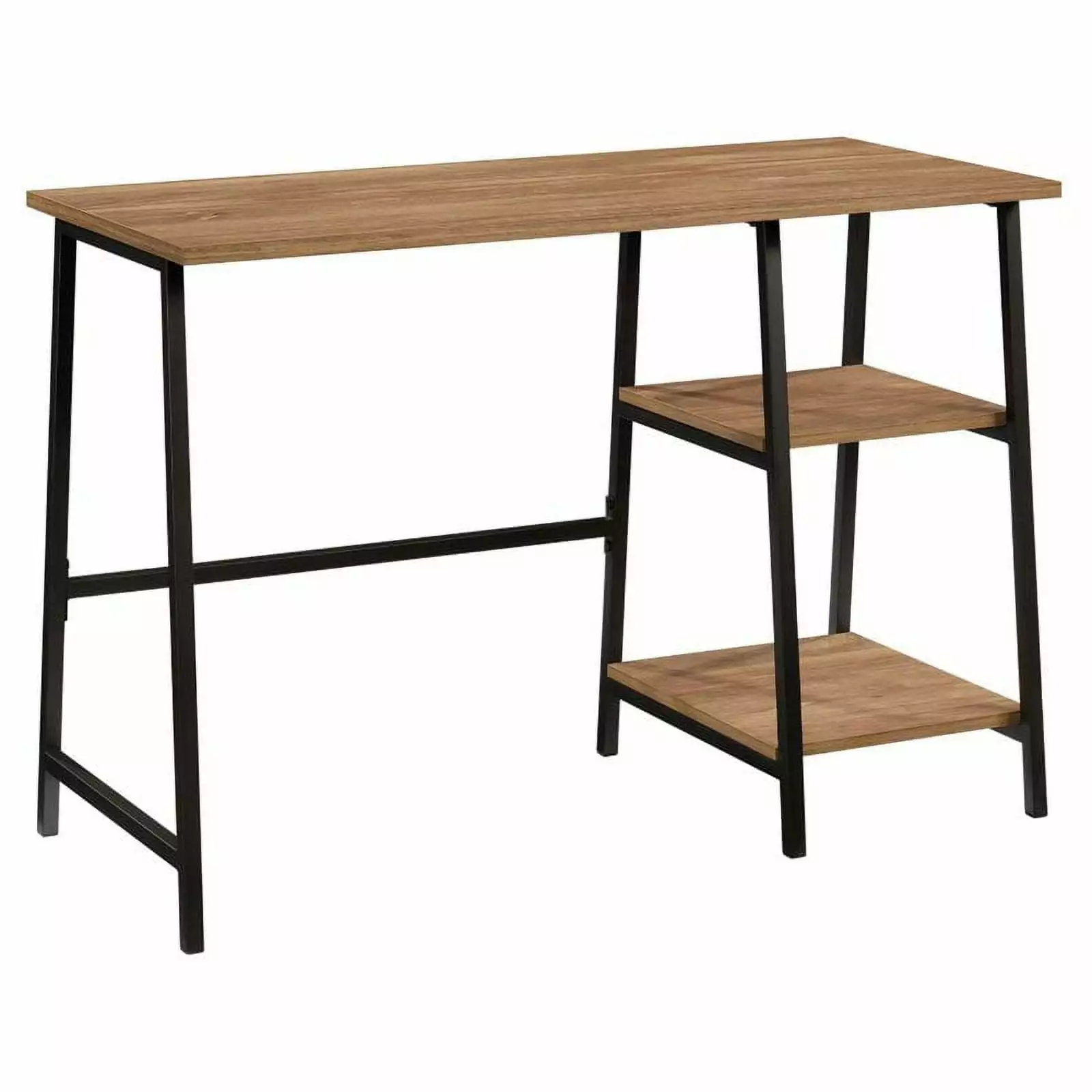 Pemberly Row Contemporary Engineered Wood Desk Sindoori Mango Natural Modern Workspace