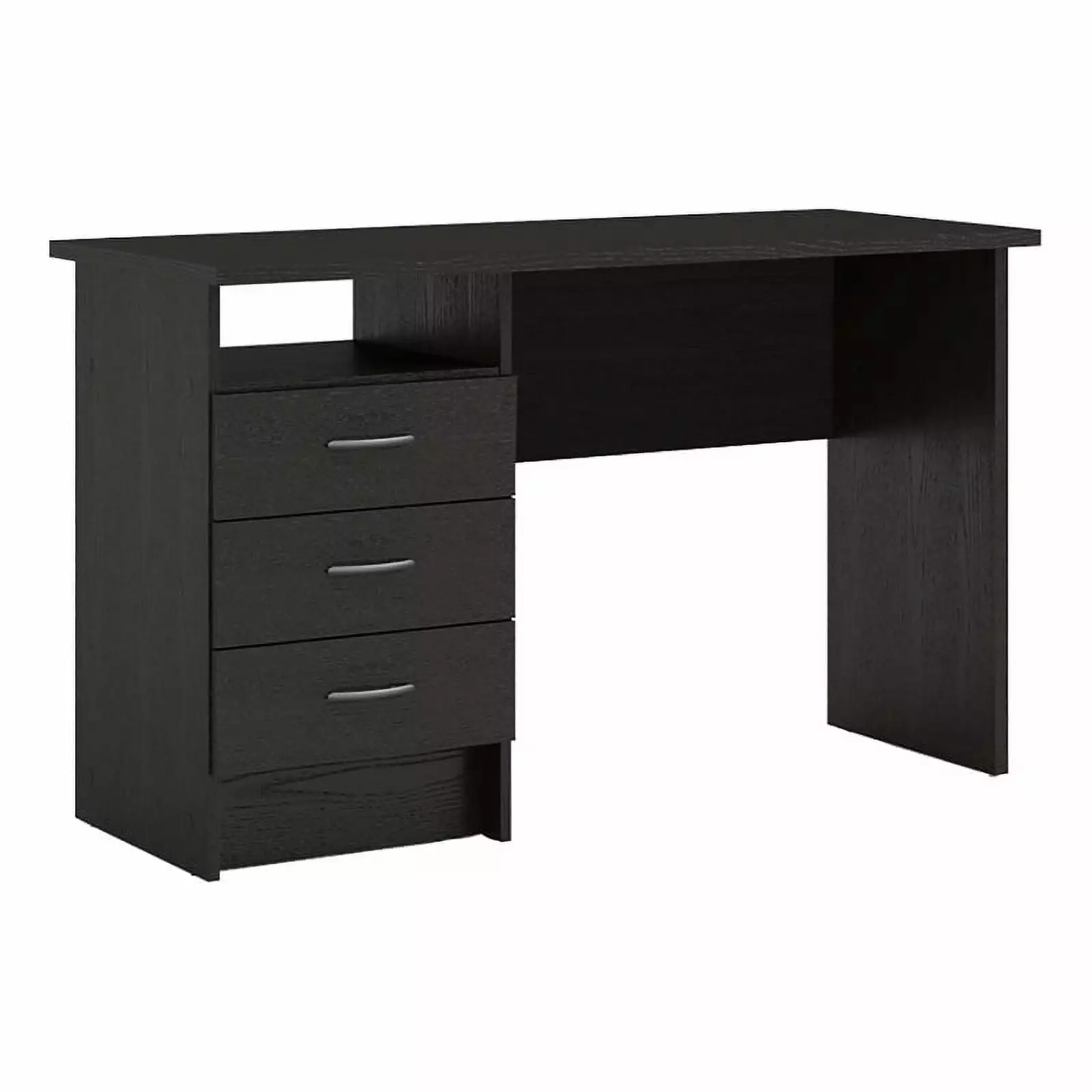 Pemberly Row Contemporary Engineered Wood Desk 3 Drawers Black