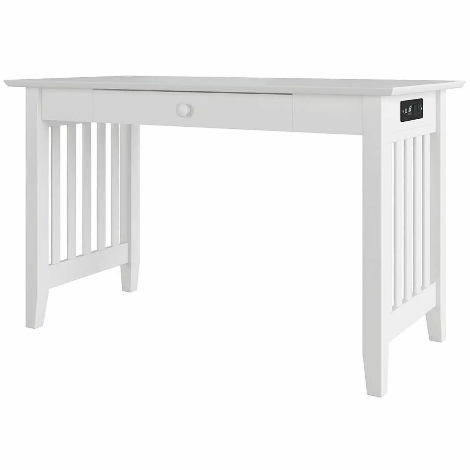 Pemberly Row Contemporary Solid Wood Charger Writing Desk White - Modern Home Office Desk