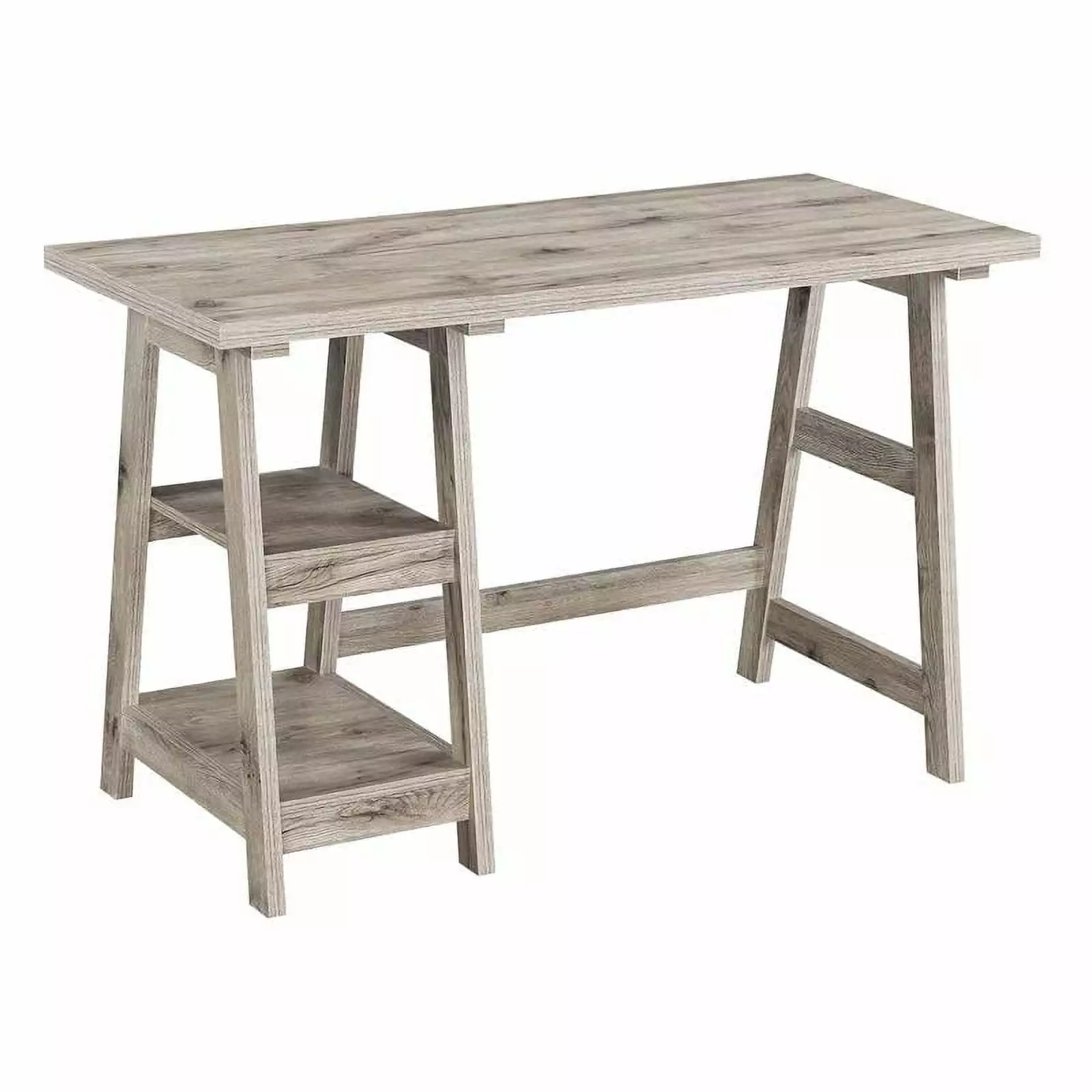 Pemberly Row Contemporary Trestle Desk Driftwood Wood Finish