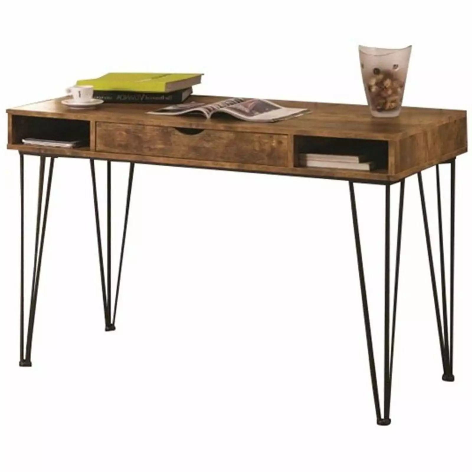 Pemberly Row 1 Drawer Writing Desk Antique Nutmeg and Dark Bronze