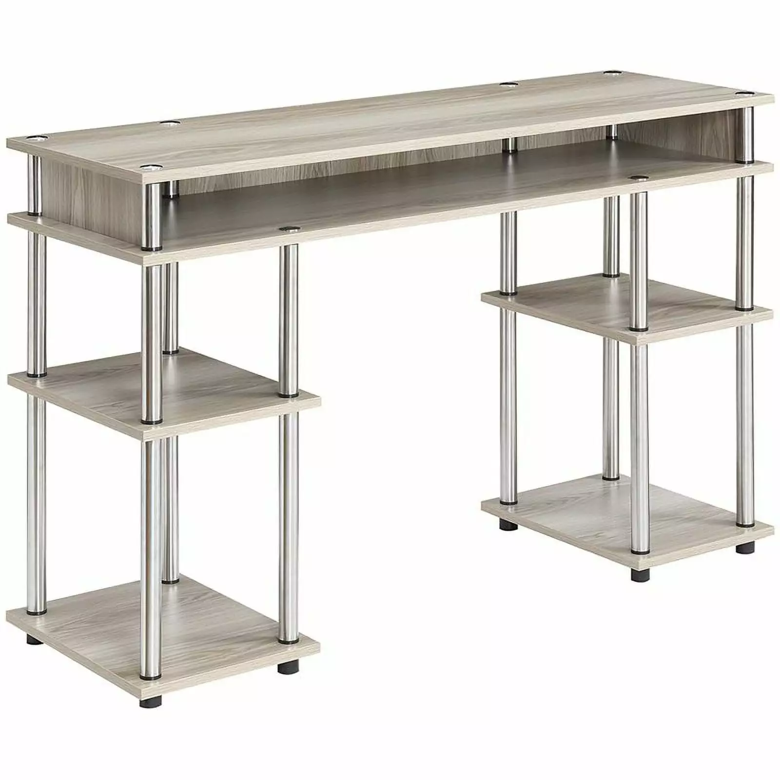 Pemberly Row Modern Writing Desk Ice Off-White Wood Finish
