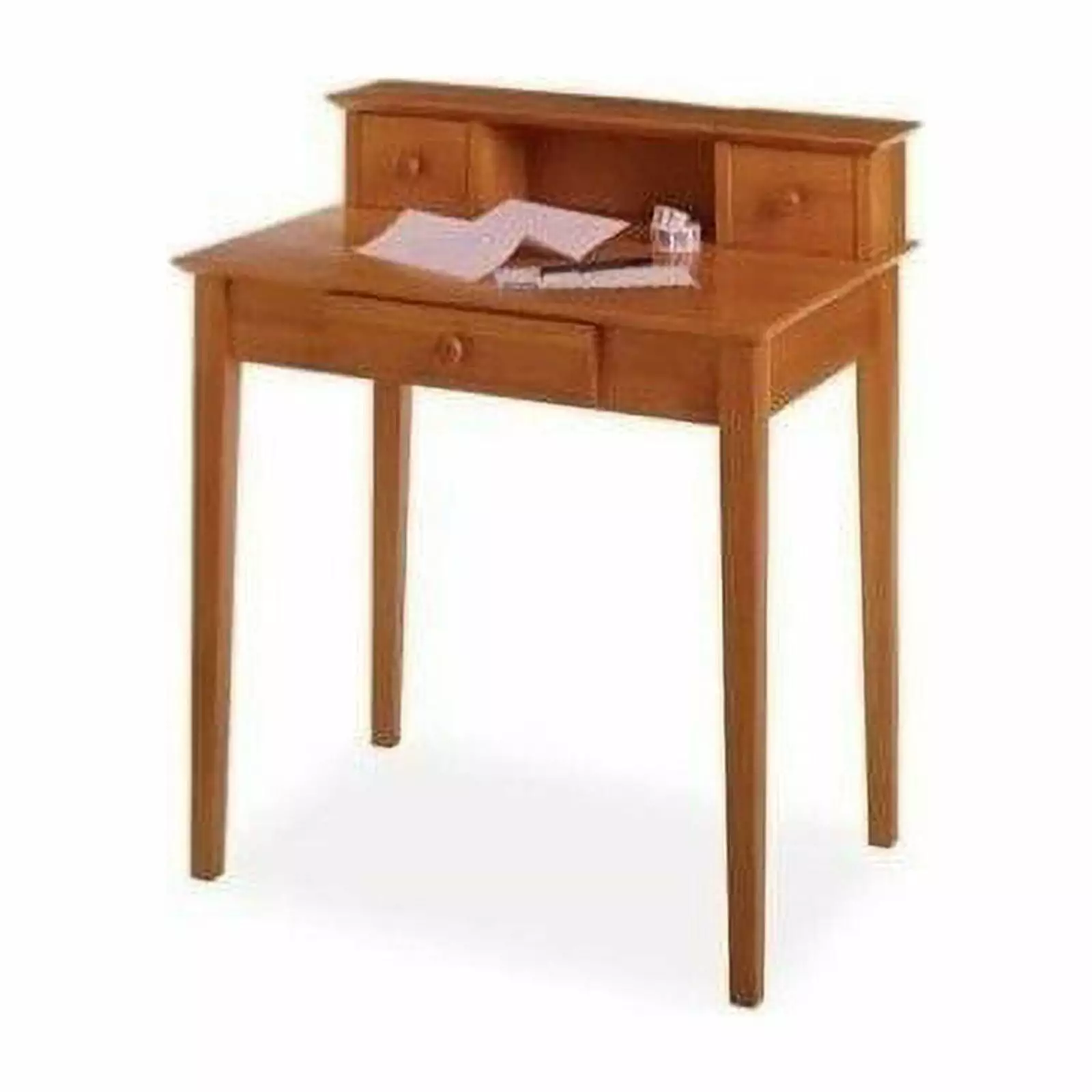 Pemberly Row Solid Wood Writing Desk Hutch - Honey Finish Home Office Furniture