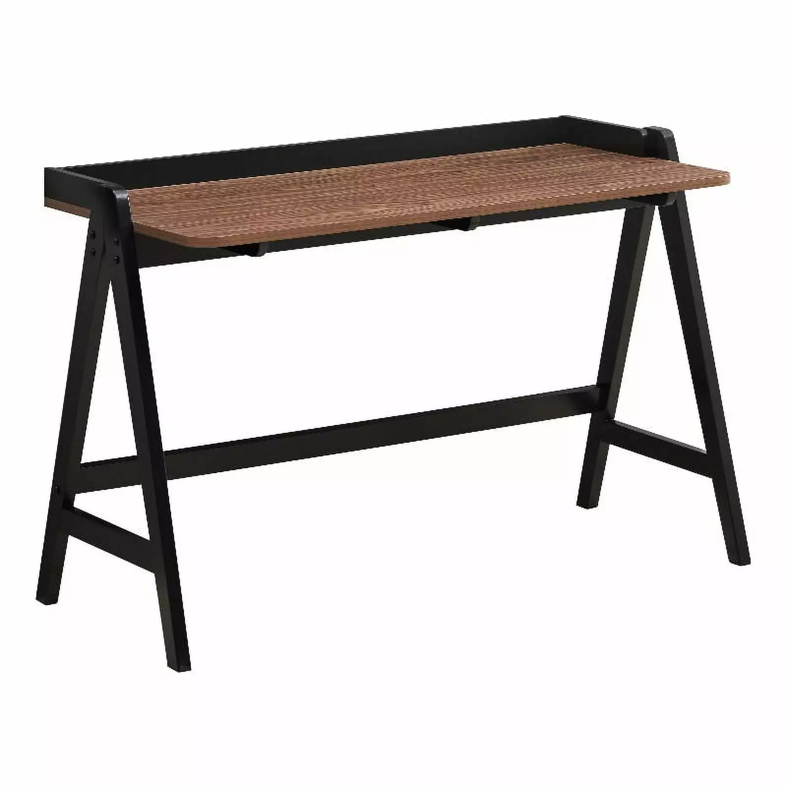 Pemberly Row Wood Writing Desk USB Ports Walnut and Black