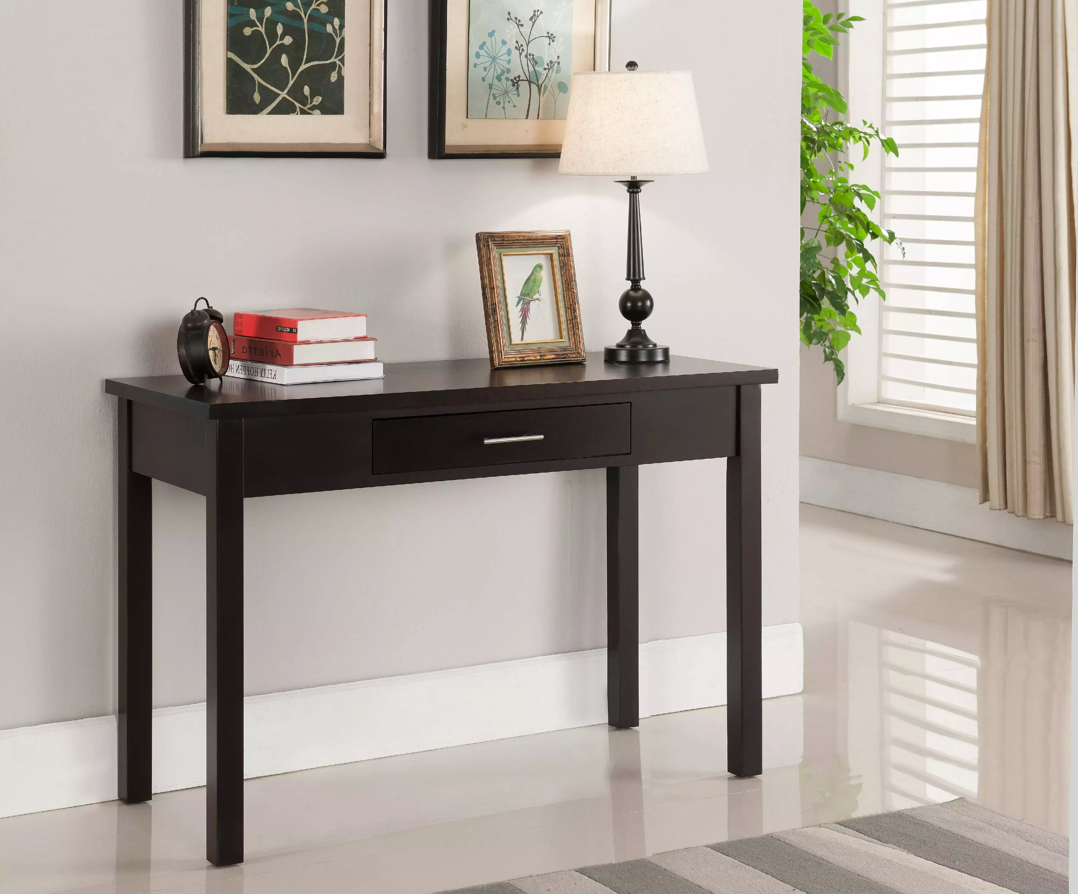 Millburn Home Office Writing Desk Storage Drawer Espresso Wood Pilaster Designs