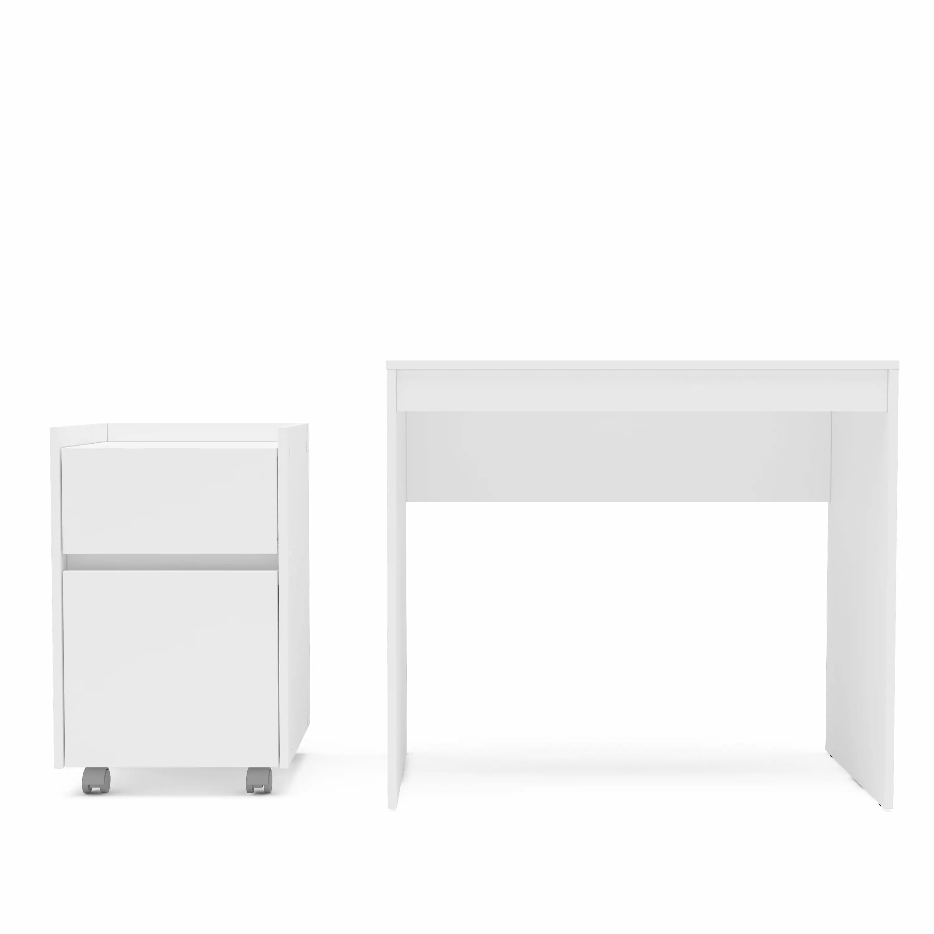 Polifurniture Modern 33 Inch White Writing Desk Storage Cabinet