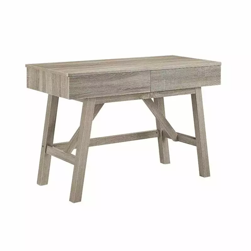 Riverbay Furniture 2-Drawer Small Transitional Wood Space Desk Gray Wash