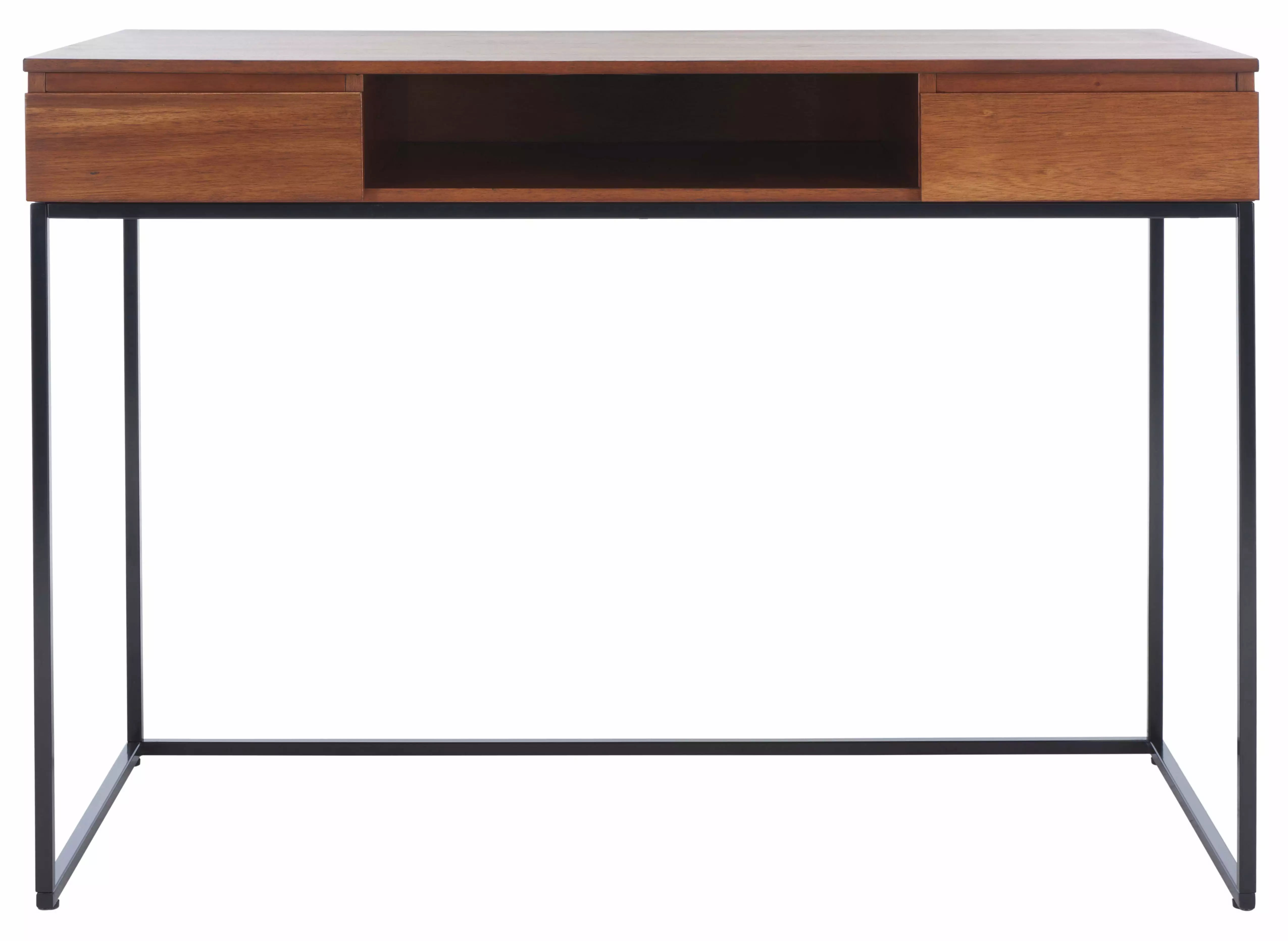 SAFAVIEH Alric Scandinavian Writing Desk, Walnut and Black, 42 Inch Wide