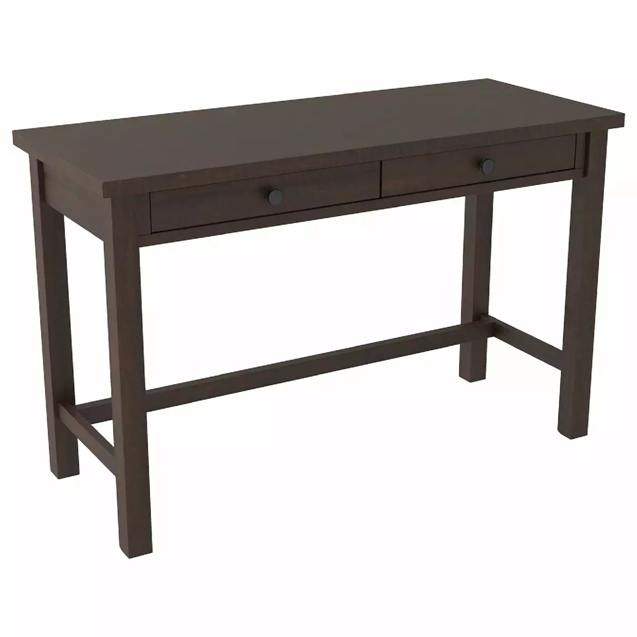 Wooden Writing Desk Block Legs and 2 Drawers Dark Brown and Black Saltoro Sherpi