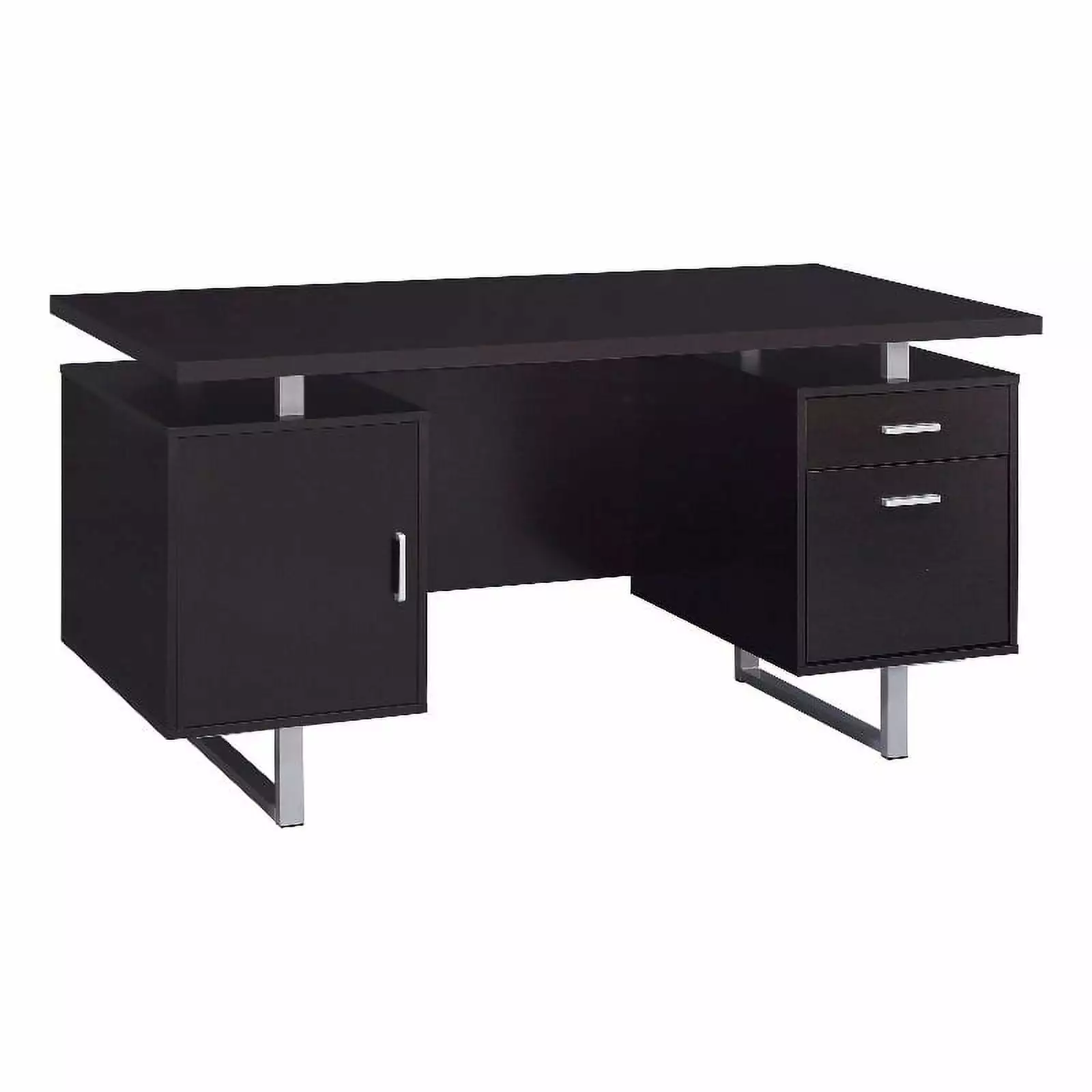 Scranton and Co 2 Drawer Writing Desk Cappuccino and Silver - Elegant Home Office Furniture