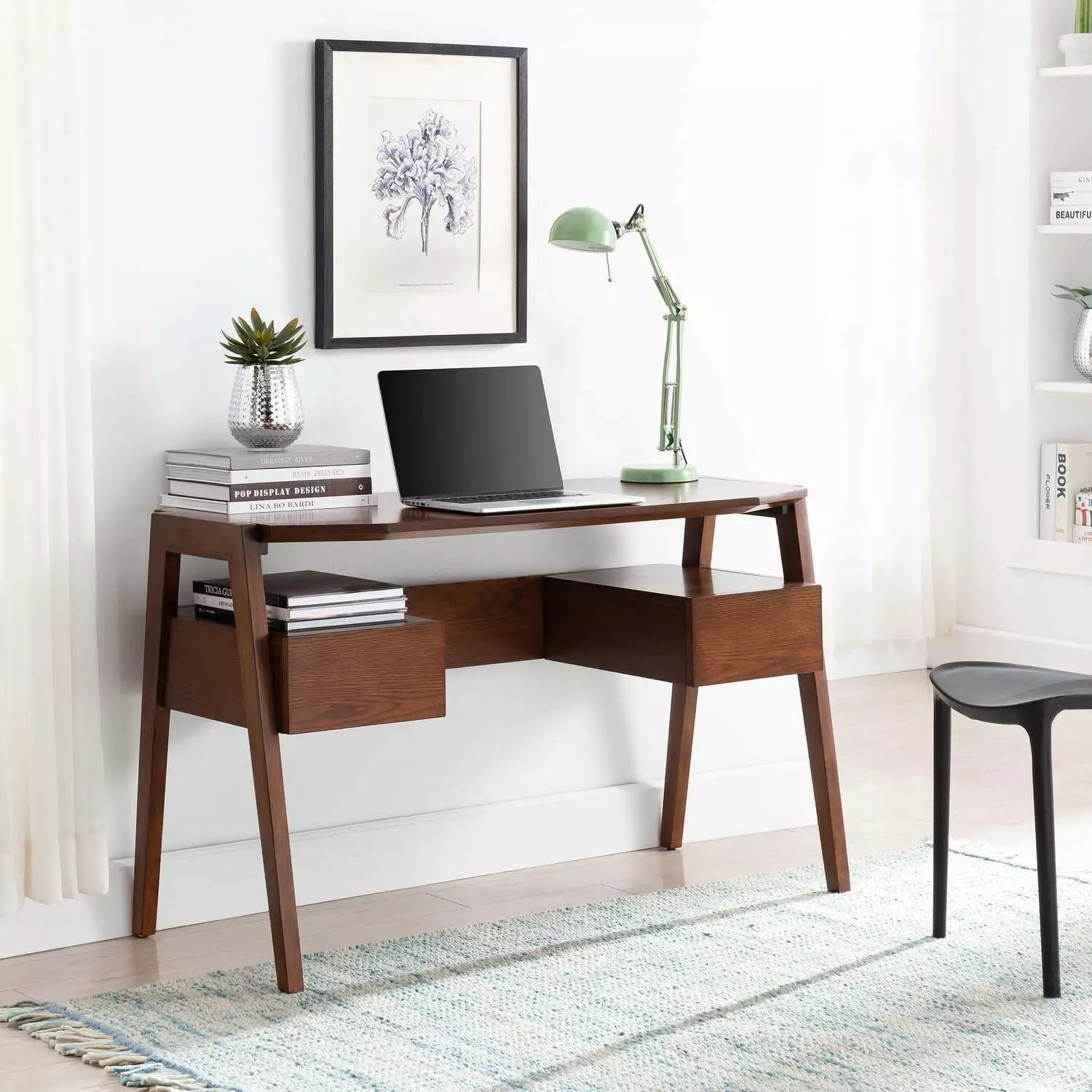 SEI Bogal Midcentury Modern Writing Desk Storage Office Desk