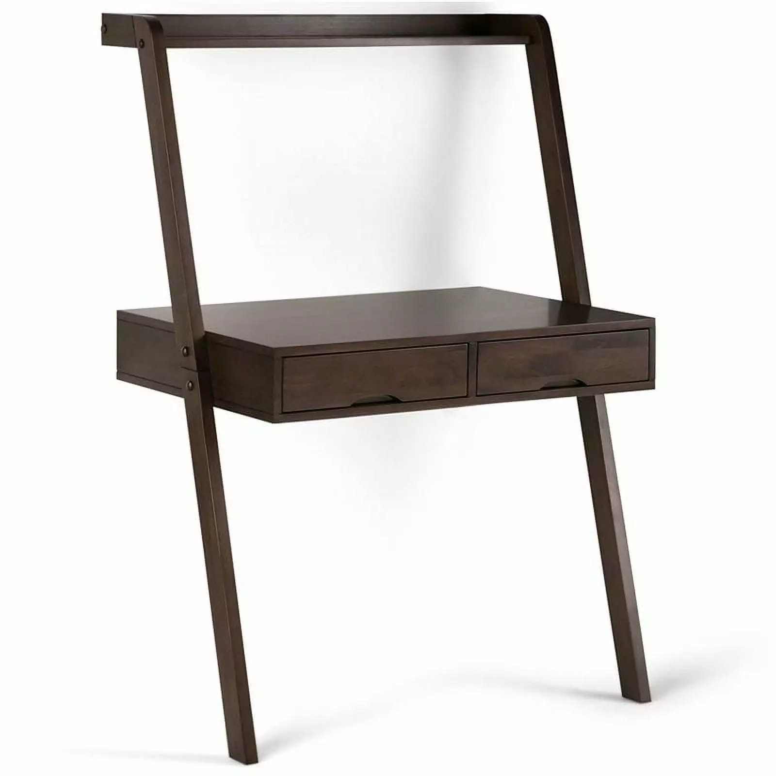 Aleck 36 inch Wide SOLID WOOD Contemporary Leaning Desk Warm Walnut Brown Simpli Home