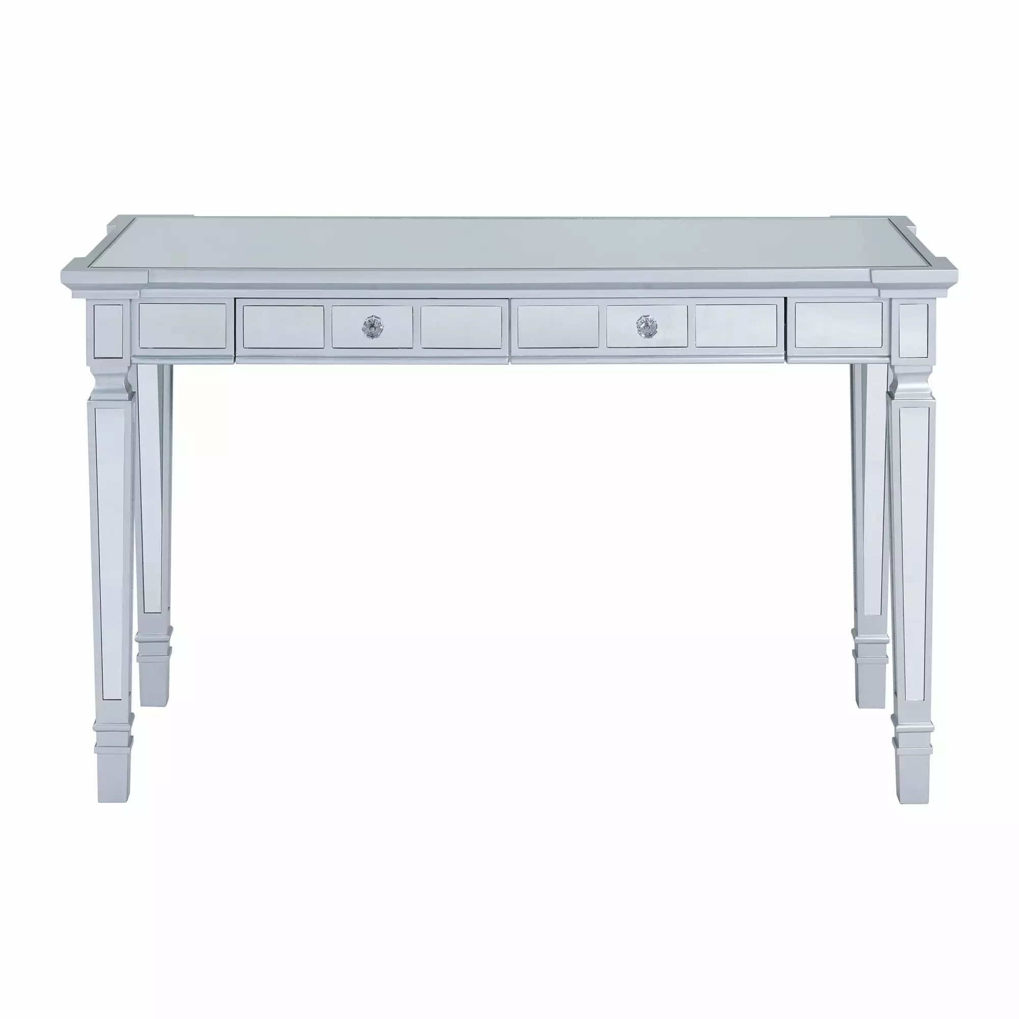 SEI Furniture Glenview Glam Writing Desk Mirrored and Matte Silver Southern Enterprises