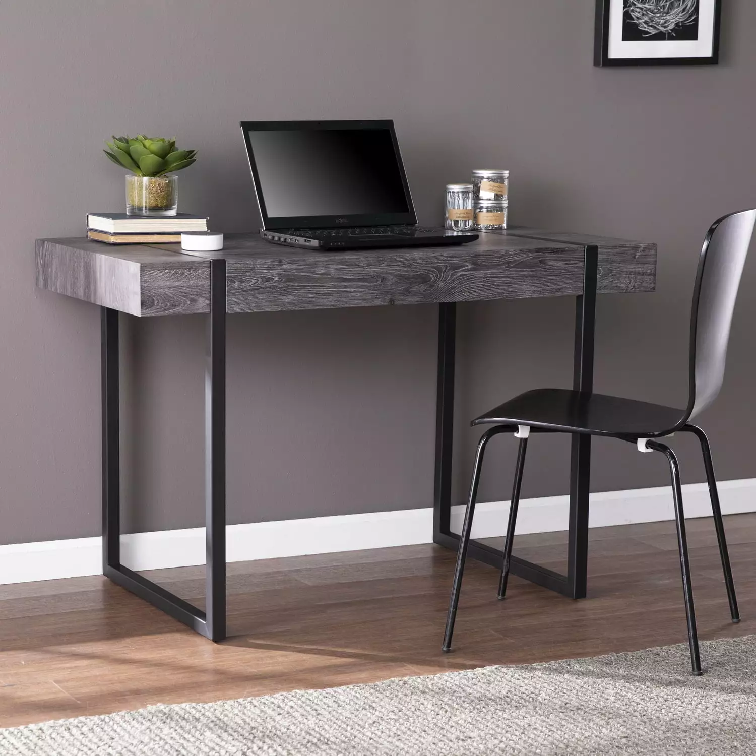 SEI Furniture Harkriven Wooden Small Space Writing Desk Black Southern Enterprises