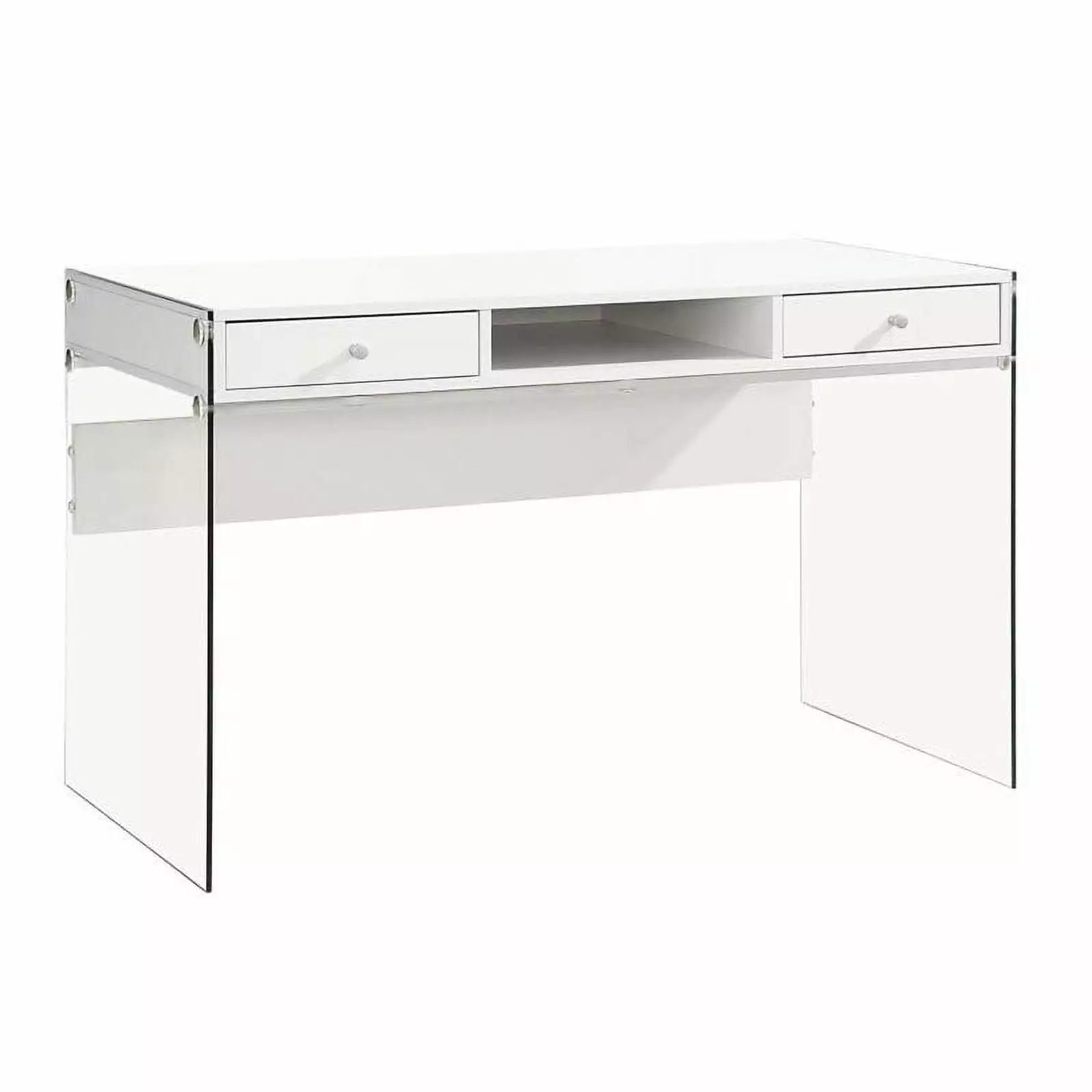Stonecroft Furniture Modern 2 Drawer Writing Desk Glossy White - Sleek Home Office Desk