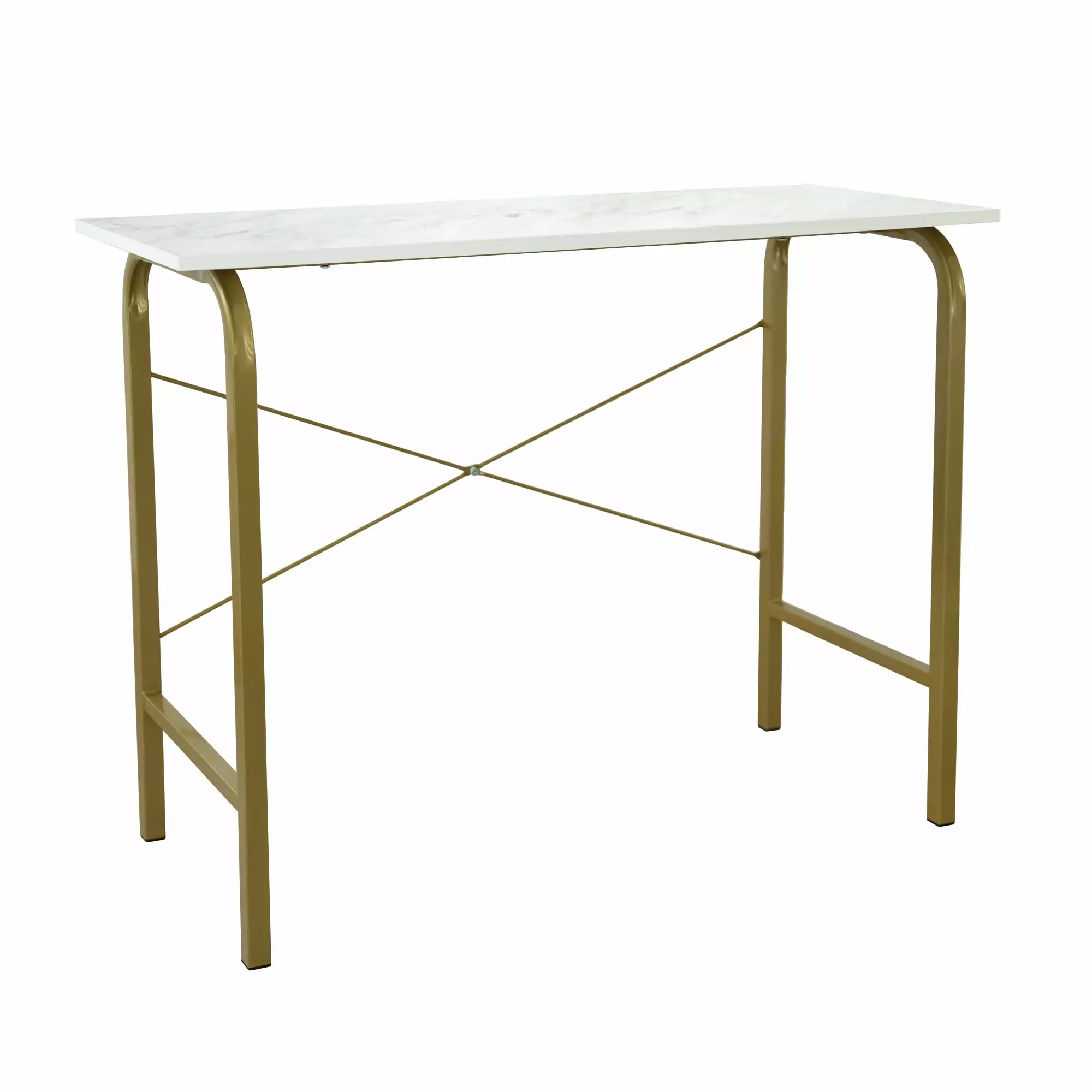 Teamson Home Bella Home Office Desk Faux Marble Top and Brass Frame