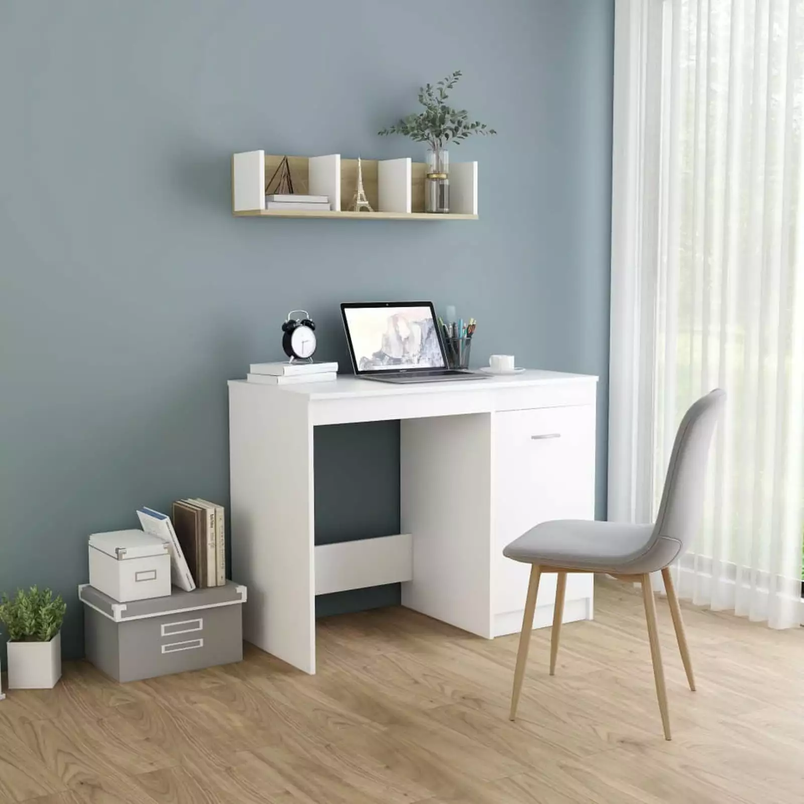 Tomshine Desk White 39.4x19.7x29.9 Inches - Chipboard Writing Desk Home Office
