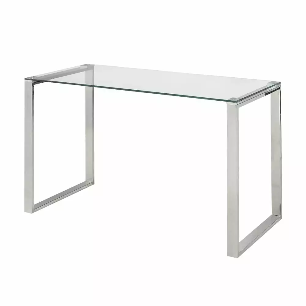 Uptown Club Wise Silver Glass Writing Desk Modern Office Furniture