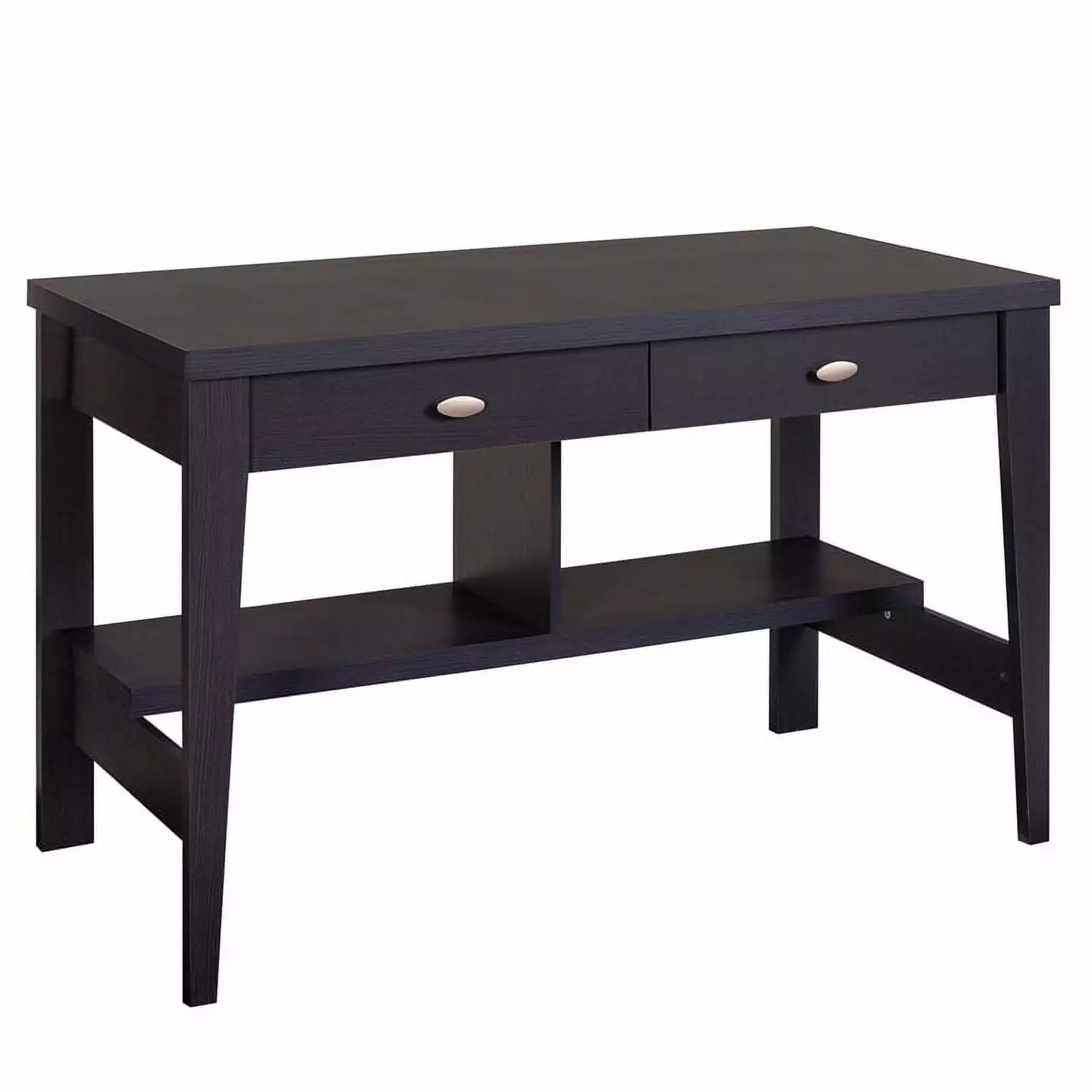 UrbanPro 2-Drawer Engineered Wood Desk Lower Shelves Dark Brown Office Desk