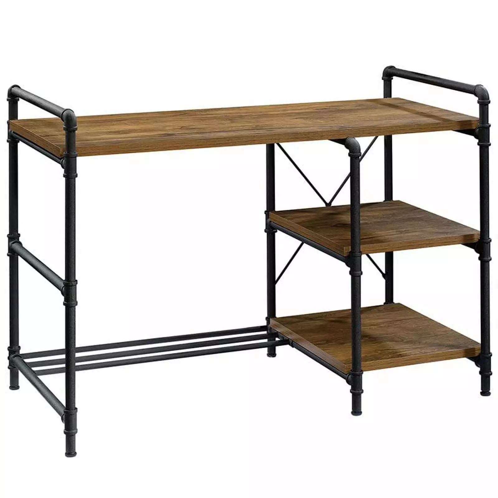 UrbanPro Farmhouse Engineered Wood Writing Desk Checked Oak/Black - Rustic Home Office Desk
