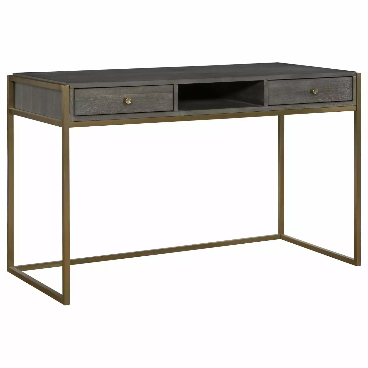 Uttermost Taja Modern Wood and Stainless Steel Writing Desk Brass Woodtone