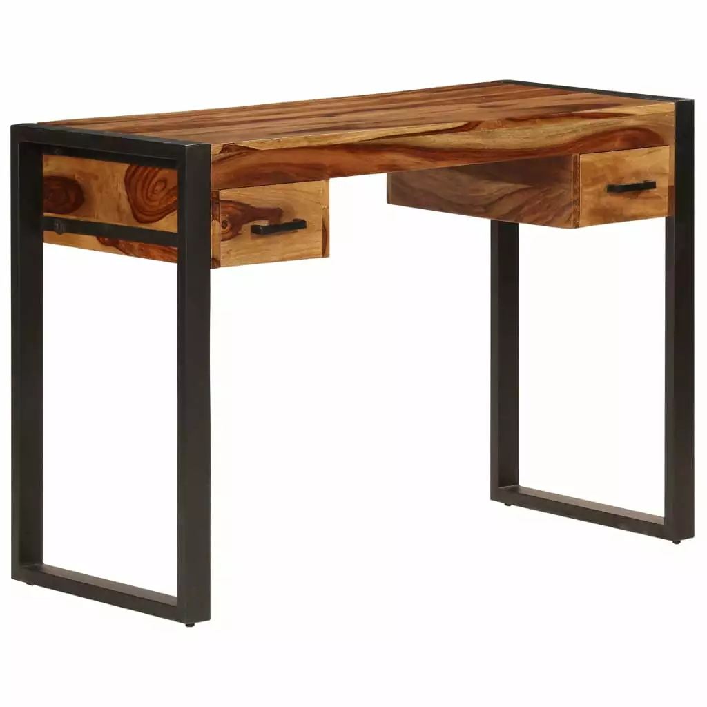 vidaXL Desk 2 Drawers Solid Sheesham Wood, Dimensions 43.3x19.7x30.3 Inches
