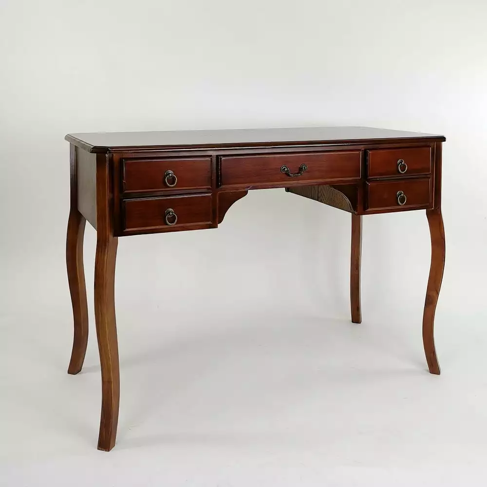 Victorian Writing Desk 45Wx21Dx31H Brown Oak Wood - Classic Antique Style Desk Wayborn