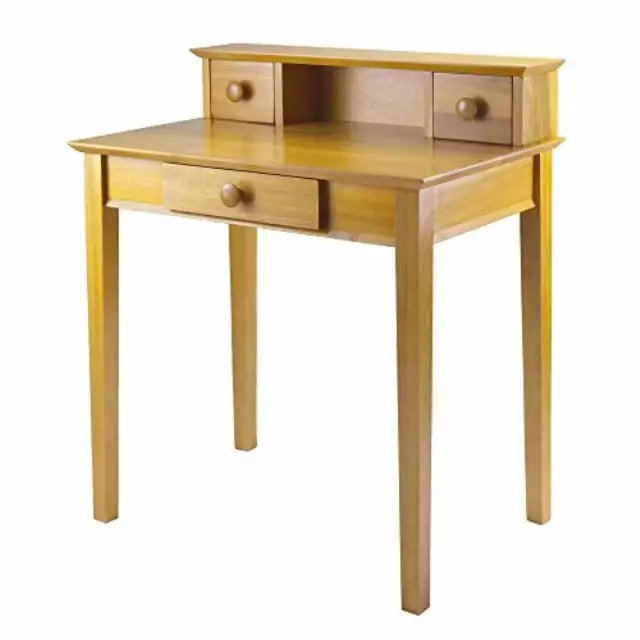 Winsome Wood Studio Honey Pine Home Office Desk and Hutch