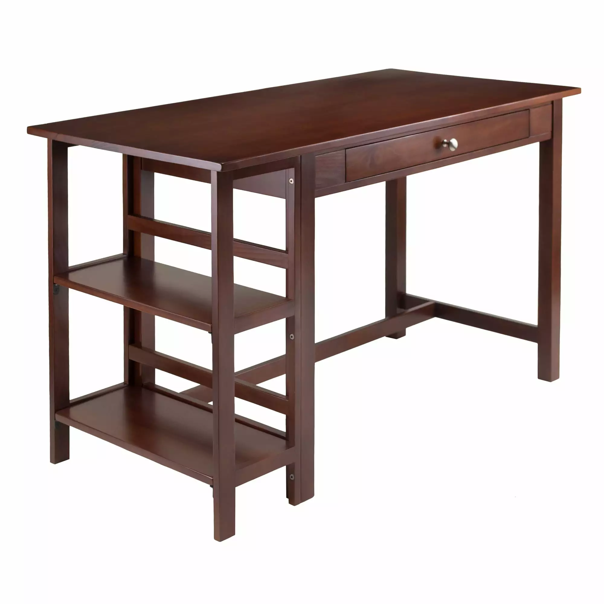 Winsome Wood Velda Writing Desk Shelves Walnut