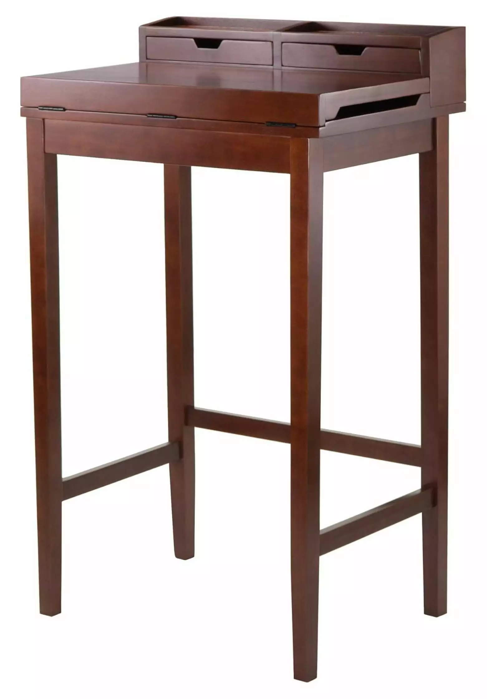 XylehR 94628 High Desk Writing Area and Hutch - Walnut Home Office Desk