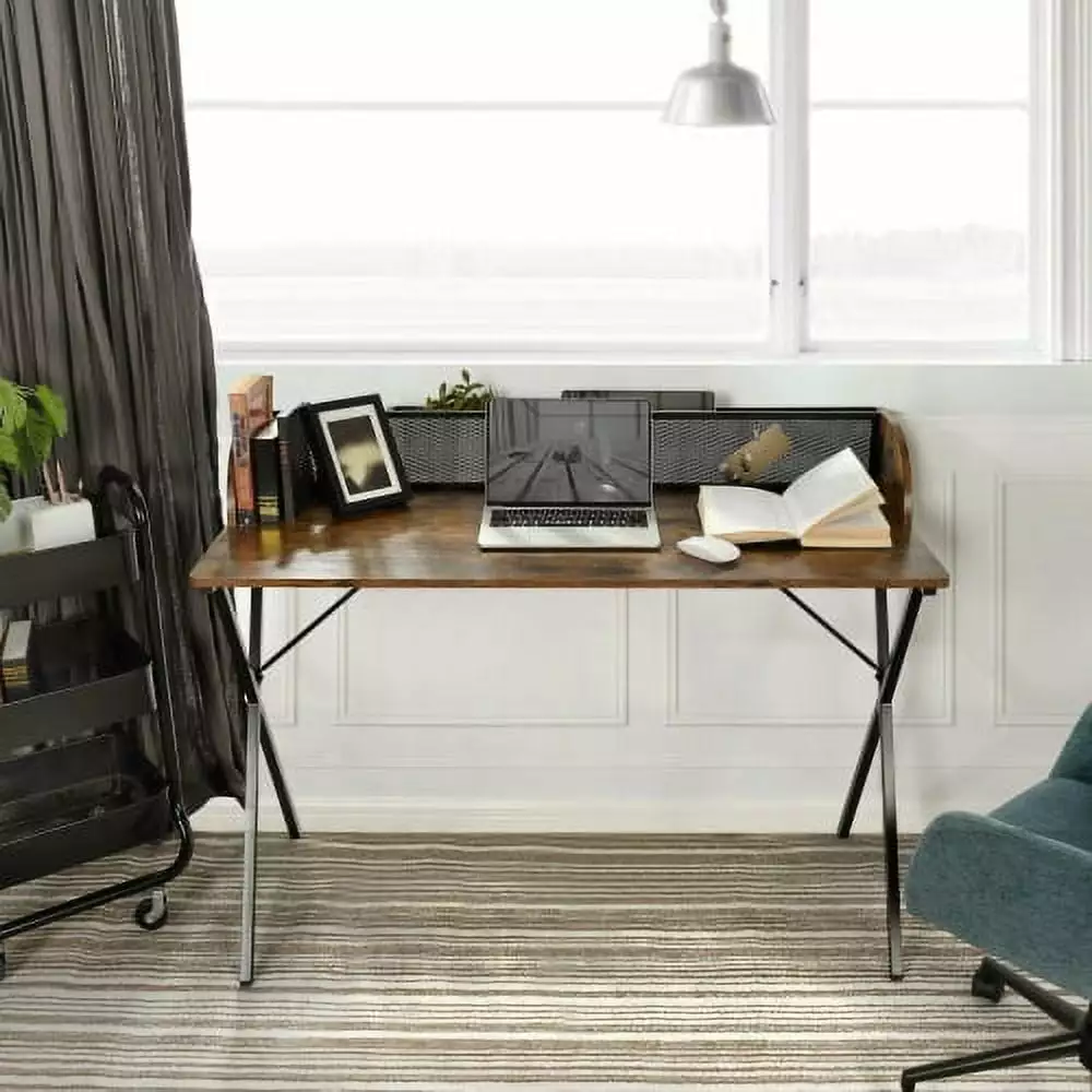 47.2 L Rectangular Computer Desk Home Office Small Spaces Modern Study Sturdy Writing Desk Full Black YASI