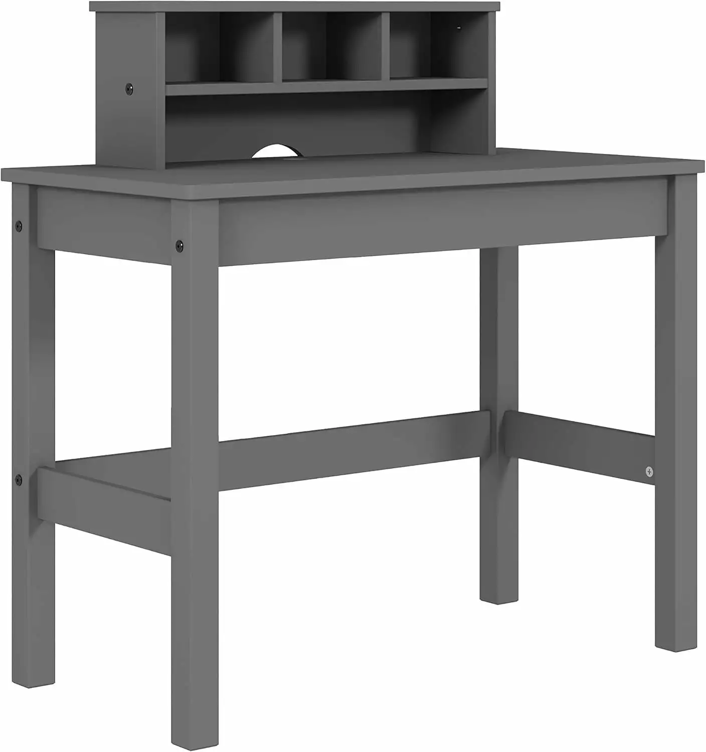Yunwen Wooden Rectangular Writing Desk Hutch and Cable Hole Gray